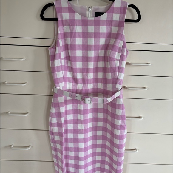 J. Crew Dresses & Skirts - Pink and White Gingham Sheath Dress with Belt